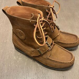 Polo Ralph Lauren Ranger Boots Brown Leather Buckle Lace Up Sz 10